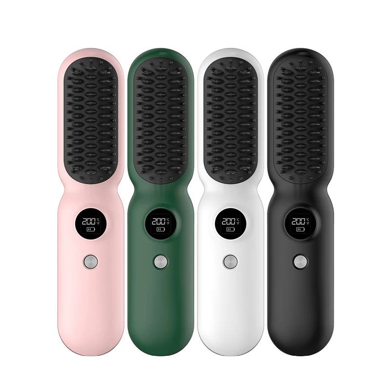 New Arrival Professional Wireless TYPE C Rechargeable Portable Hair Straightener Brush Negative Ion Home Travel Cordless