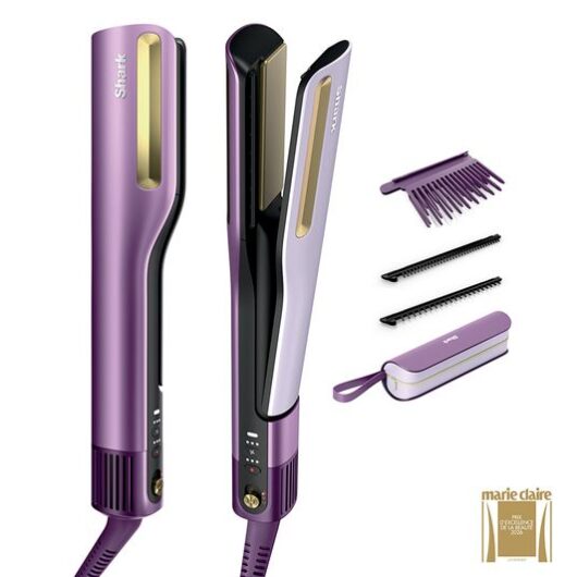 SHARK SilkiPro Straight HT401UKPU Hair Straightener & Dryer - Plum Satin